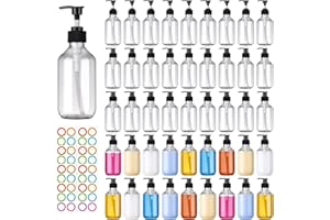 MCUPPER 46 Pack Clear Plastic Bottles with Pump Dispenser, 8 oz Plastic Pump Bottle Dispenser, Shampoo Bottles Refillable with Pump, Soap Dispenser, Refillable Containers for Lotion, Essential Oil