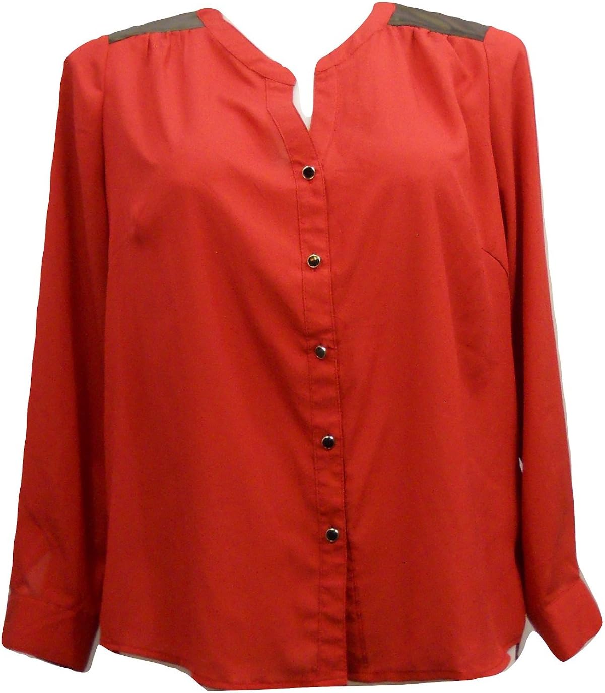 plus size red button up shirt