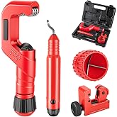 Reonite 4 Piece Professional Tube Cutter Set | Heavy-Duty 1/4"-2" OD Pipe Cutter, 1/8"-7/8" Mini Tube Cutter, Cutting &amp; Deburring Tool for Copper, Aluminum, PVC Pipes