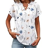 Zeagoo Womens Tops Short Sleeve Summer V Neck Shirts Work Blouses Business Outfits Fashion Clothing