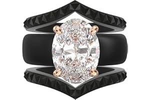 Rinfit Stackable Silicone Ring with Stone - Oval Cut Cubic Zirconia Engagement Ring for Women - Rubber Wedding Bands - Patented Design