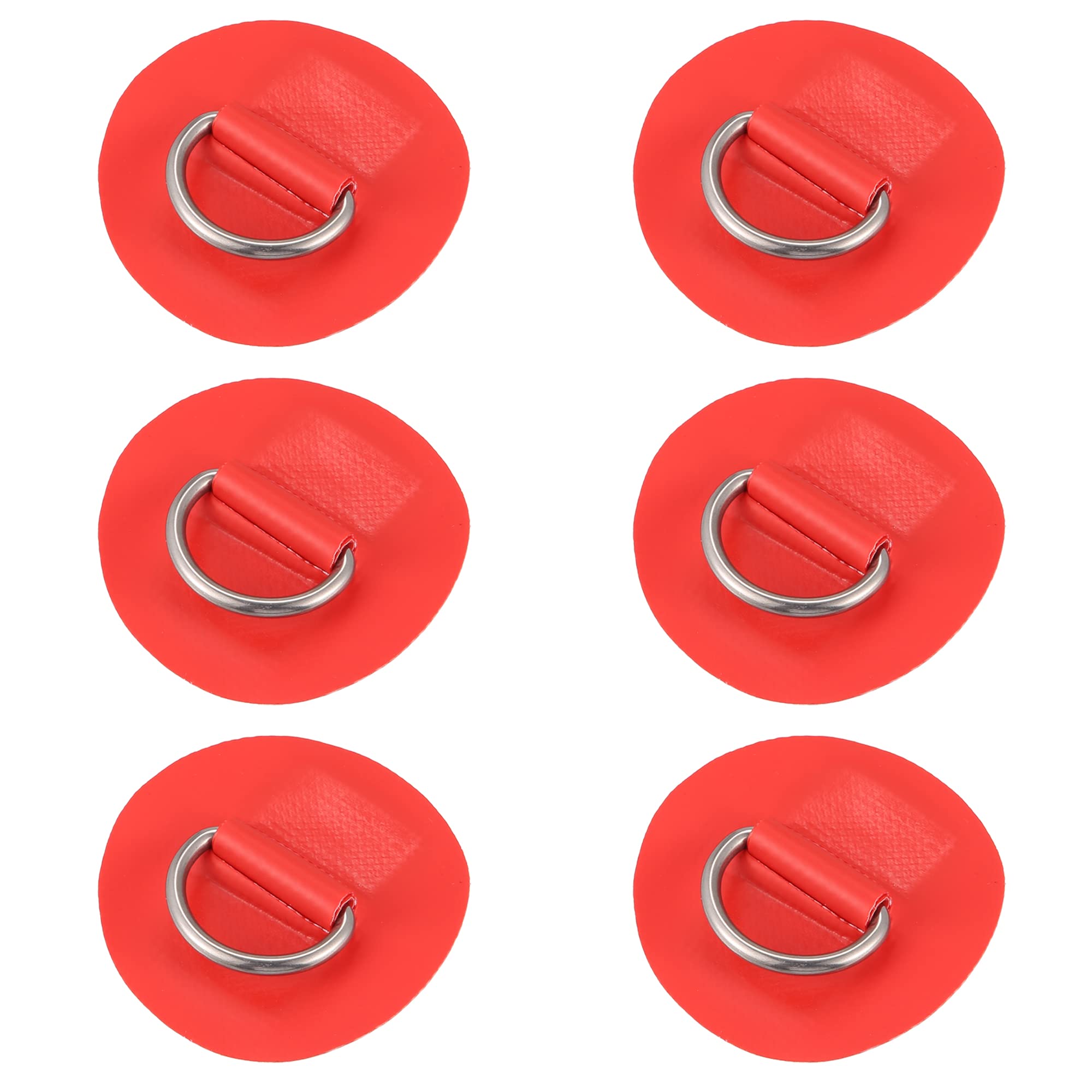 X AUTOHAUX 6pcs 6cm Red D Ring Patch Pad PVC Stainless Steel for Surfboard