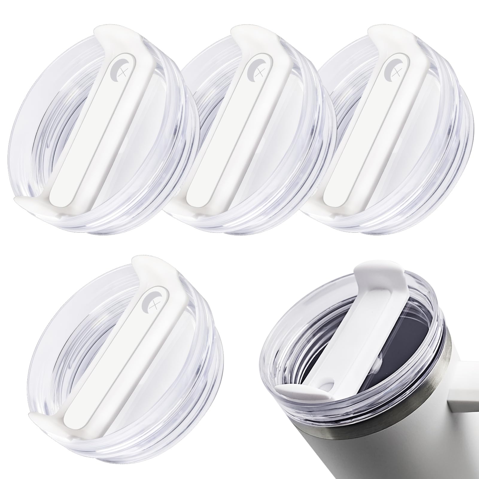 Photo 1 of 4 Pack Tumbler Lid Replacement for 40 oz Stanley Cup, 3.6in Spill Proof Clear Replacement Lids Fit for Stanley Travel Tumbler, Reusable Accessorie Cover