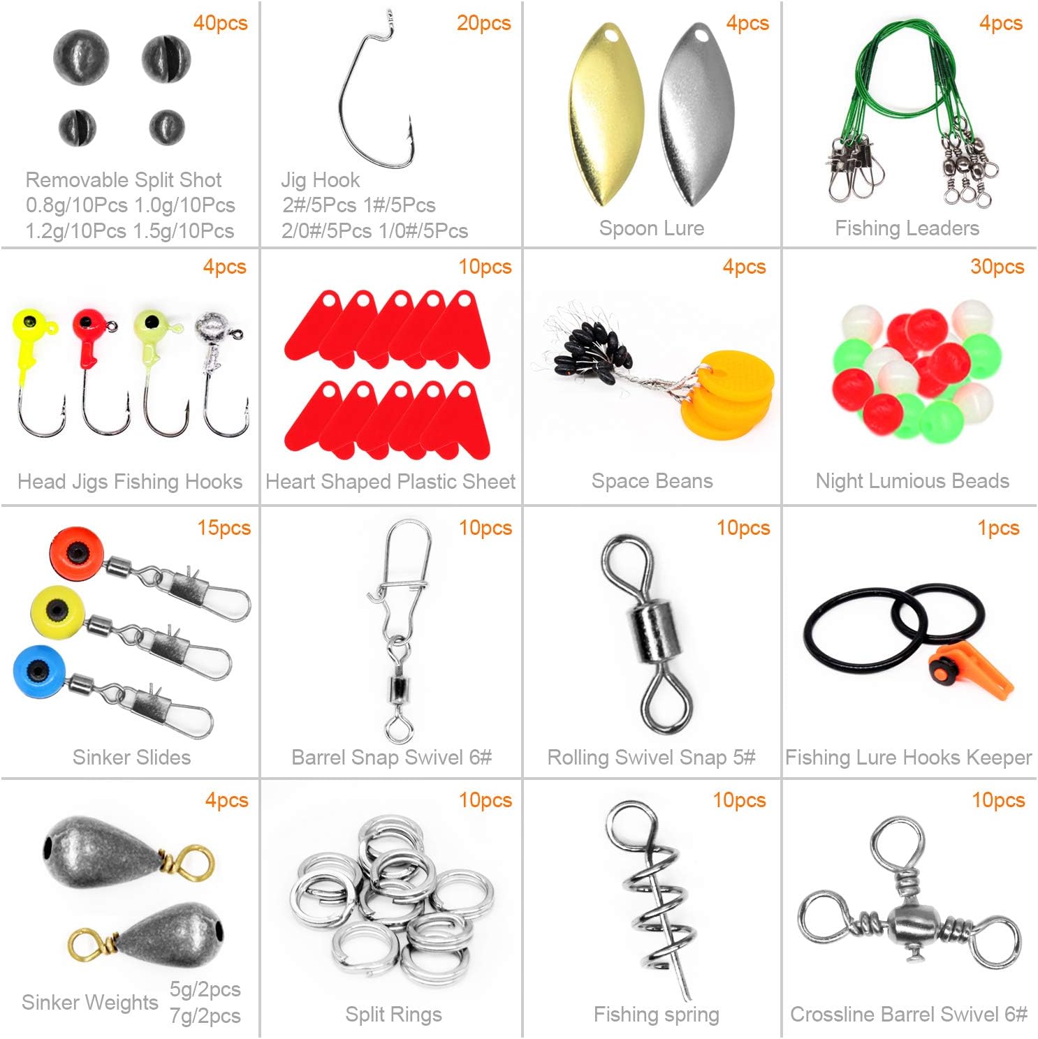Fishing Accessories Kit【188PCS】 Set with Tackle Box, Including Pliers, Jig Hooks, Bullet Bass Casting, Swivels Snaps, Sinker Sliders, Line Beads, Sinker Weights, Split Rings, Fishing Leaders. : Sports & Outdoors
