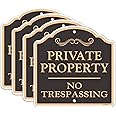 Doninex Large (4 Pack) Private Property No Trespassing Sign, 12x12 Inches Reflective Aluminum, Metal, Outdoor Weatherproof, Easy to Install