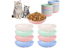 ROSEYOUTH [12 Pack] Cat Dishes Whisker Friendly, Shallow Wide Pet Food and Water Bowl, 5.5 Inch Cat Food Dish, Friendly Wet Feeding Bowl, Durable Wheat Straw Pet Bowls, Pet Plate for Kittens (Indoor/Outdoor)