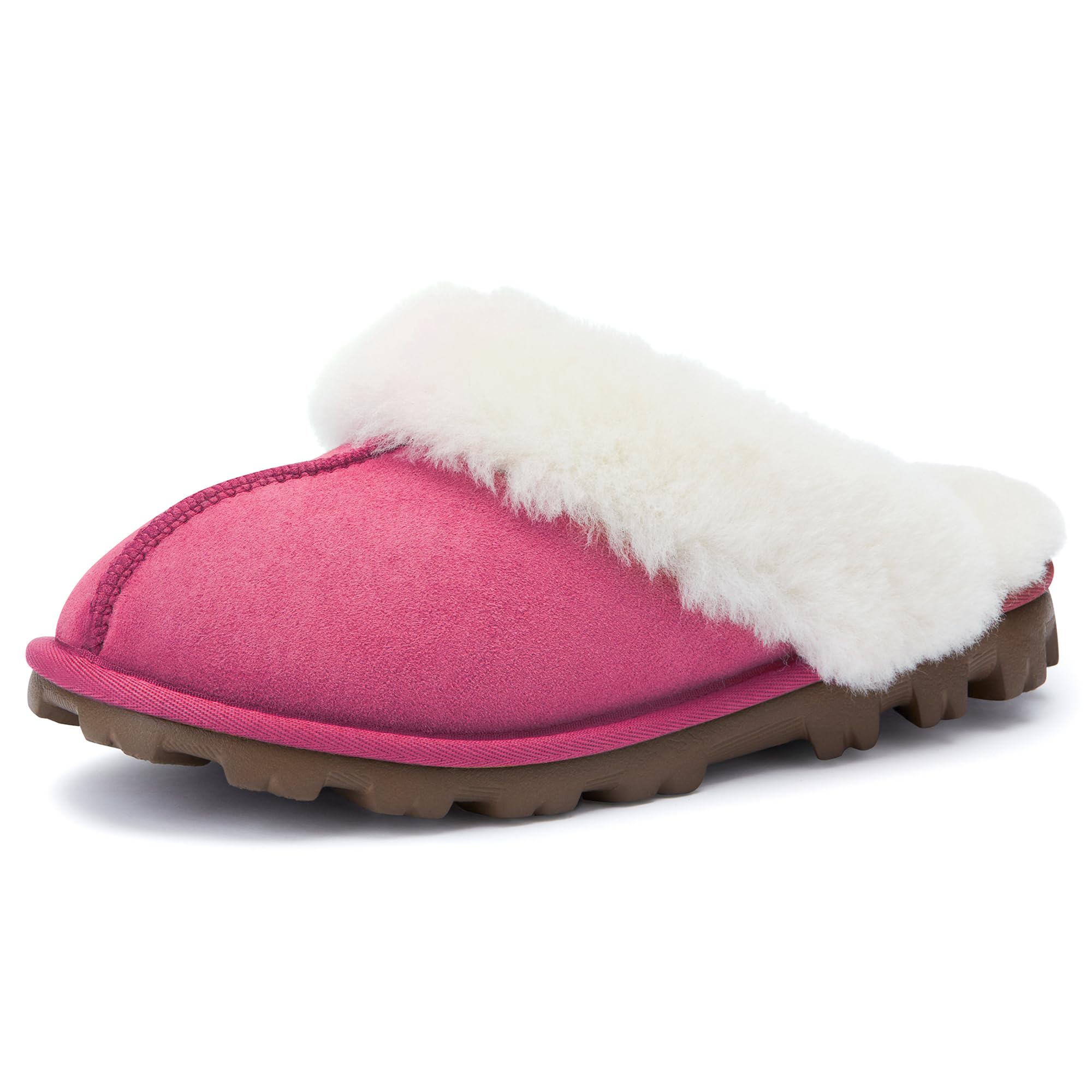 WaySoft Women's Genuine Australian Sheepskin Slippers, 18mm Wool Pile, Memory Foam, Durable Anti-Slip EVA Sole Image