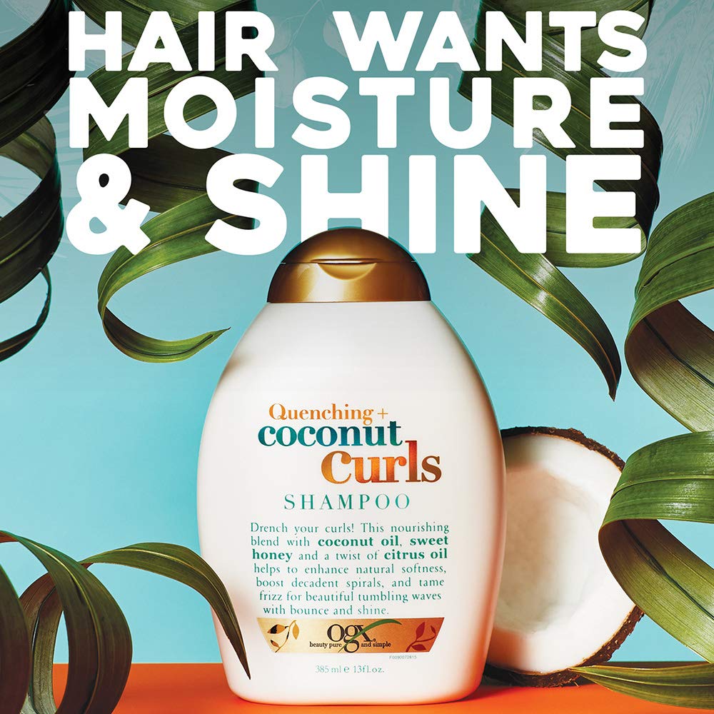 OGX Quenching + Coconut Curls Curl-Defining Shampoo, Hydrating & Nourishing Curly Hair Shampoo with Coconut Oil, Citrus Oil & Honey, Paraben-Free, Sulfate-Free Surfactants, 13 floz : Beauty