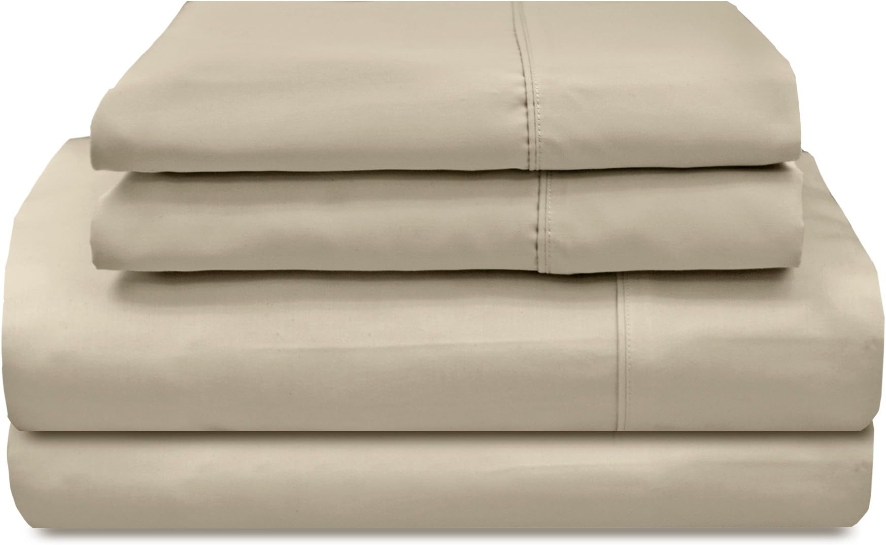 VeratexSupreme Sateen Collection 800 Thread Count 100% Egyptian Cotton Sateen Solid Designed 4 Piece Bedroom Sheet Set, California King Size, Stone