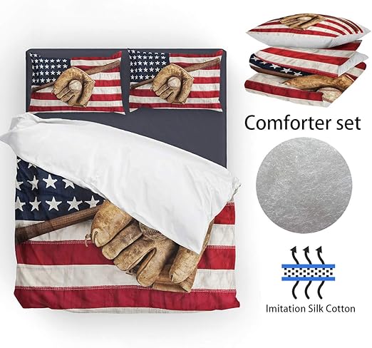 Amazon Com Shinichistar American Flag Baseball Comforter Set For