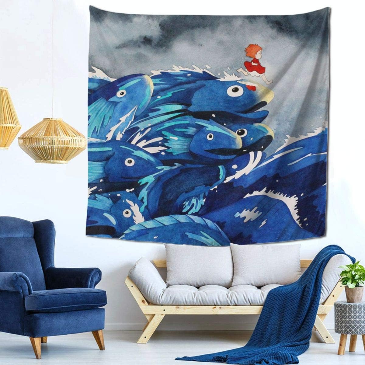 GASDFEFSD Classic Anime Fashion Ponyo Tapestry Wall Hanging Decoration for Apartment 59 X 59 Inches
