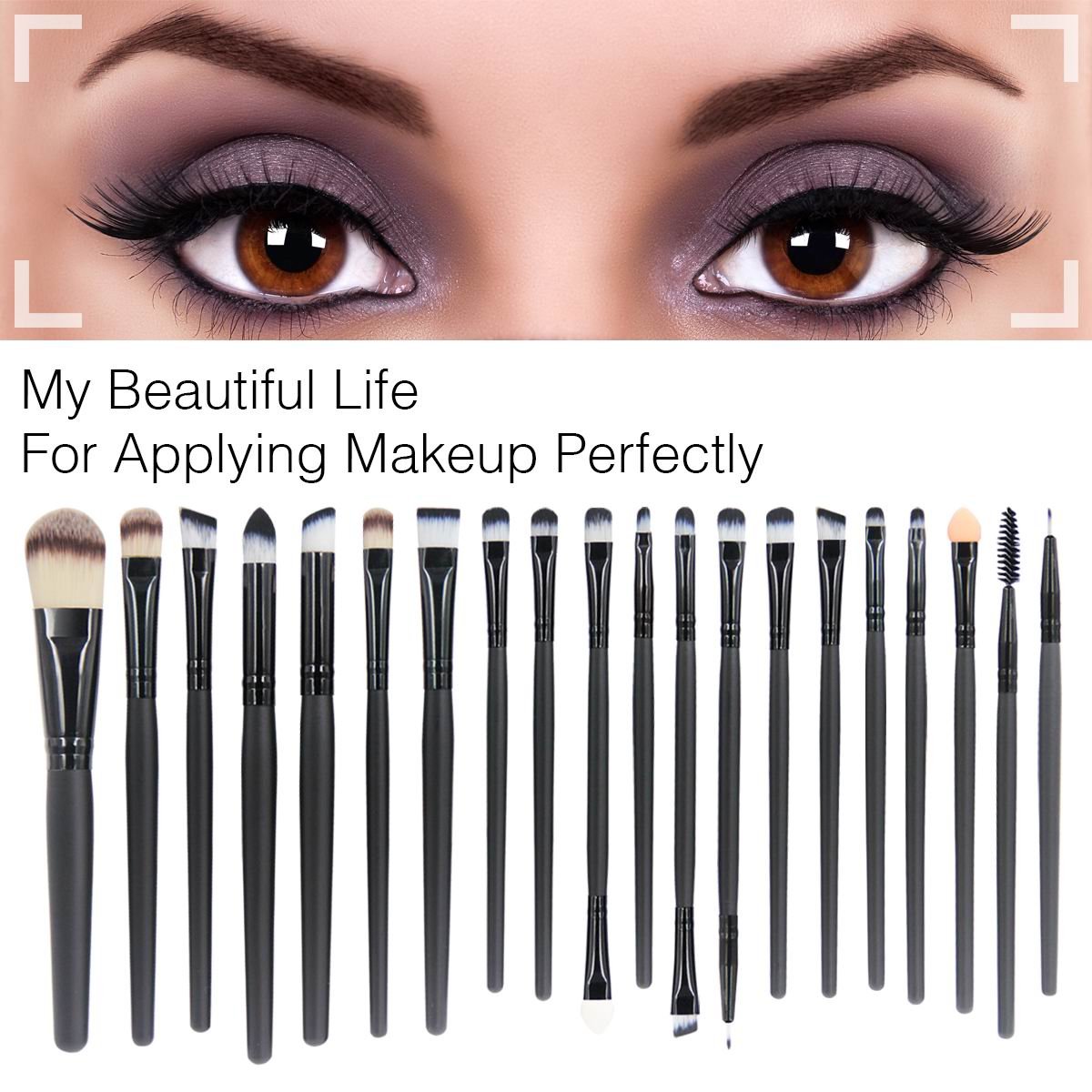 EmaxDesign 20 Pieces Makeup Brush Set Professional Face Eye Shadow Eyeliner Foundation Blush Lip Makeup Brushes Powder Liquid Cream Cosmetics Blending Brush Tool: Beauty