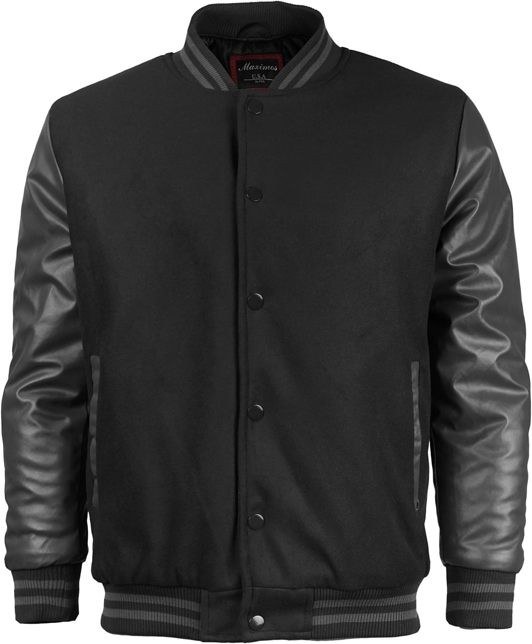 New Men's Premium Classic Snap Button Vintage Baseball Letterman Varsity Jacket