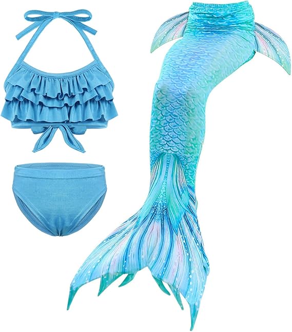 HenzWorld Little Girls Mermaid Swimsuits Mermaid Tail Swimwear Bathing