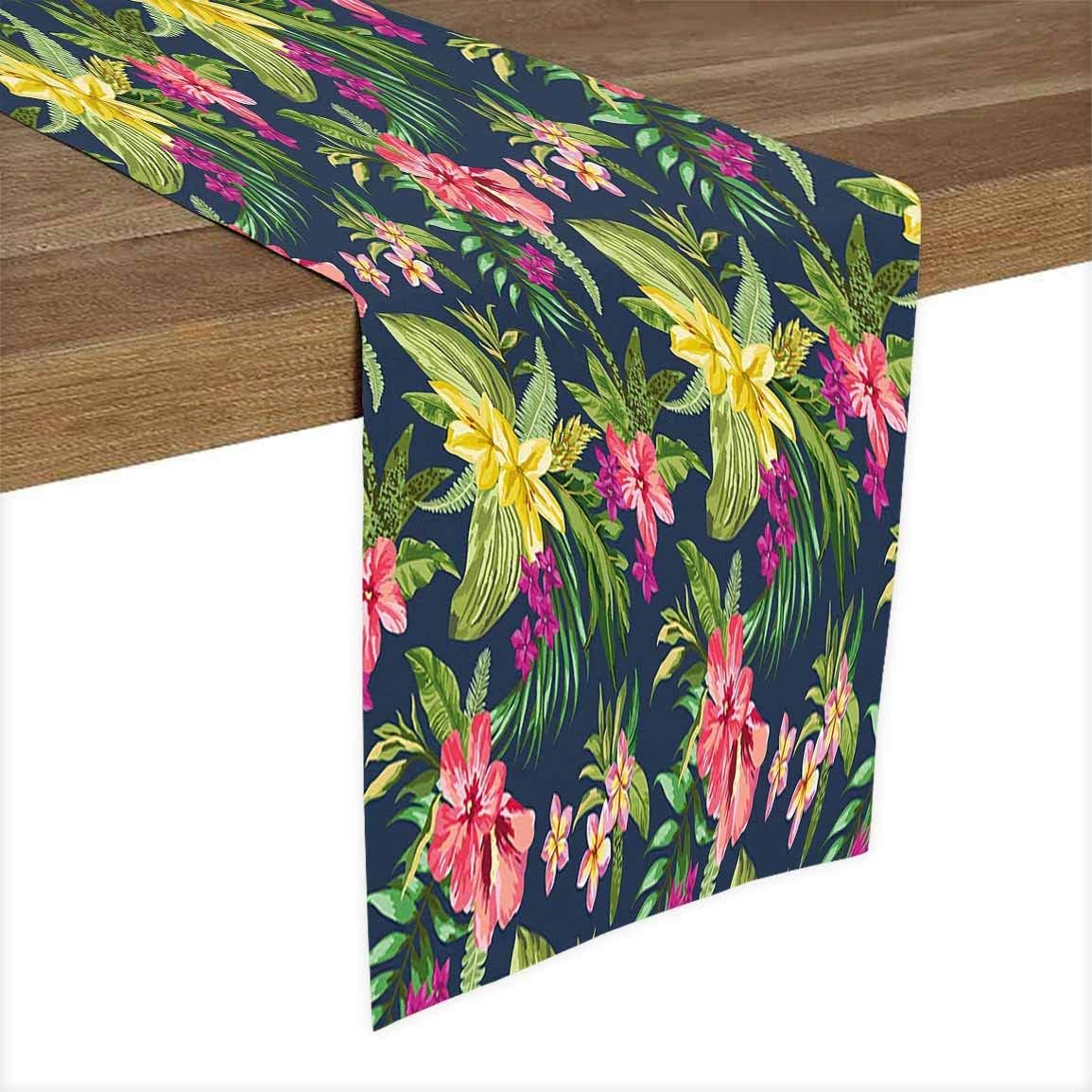 Dark Slate Blue and Multicolor Table Runner Cotton Linen