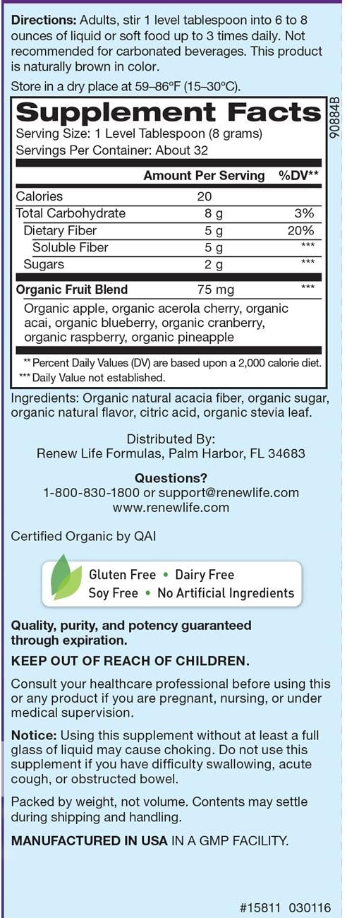 Amazon Com Renew Life Skinny Gut Organic Fruit And Acacia Fiber Powder 9 Ounce Health Personal Care