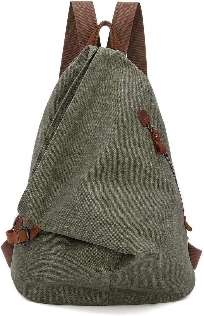 | Canvas Vintage Backpack – Large Casual Daypack Outdoor Travel Rucksack Hiking Backpacks for Men Women (6882-Olive Green) | Casual Daypacks