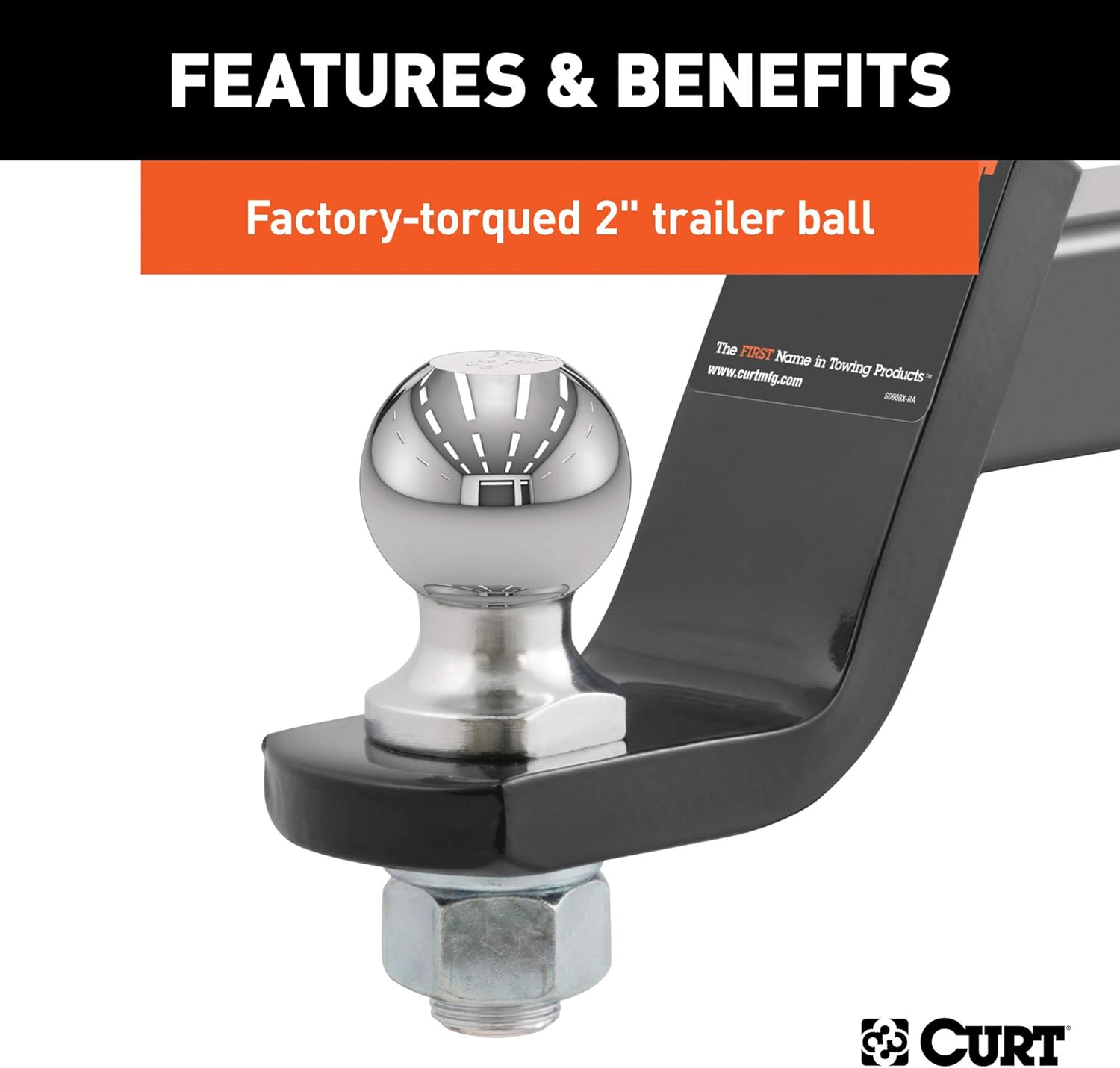 CURT 45056 Trailer Hitch Mount with 2-Inch Ball & Pin, Fits 2-In Receiver, 7,500 lbs, 4-Inch Drop: Automotive