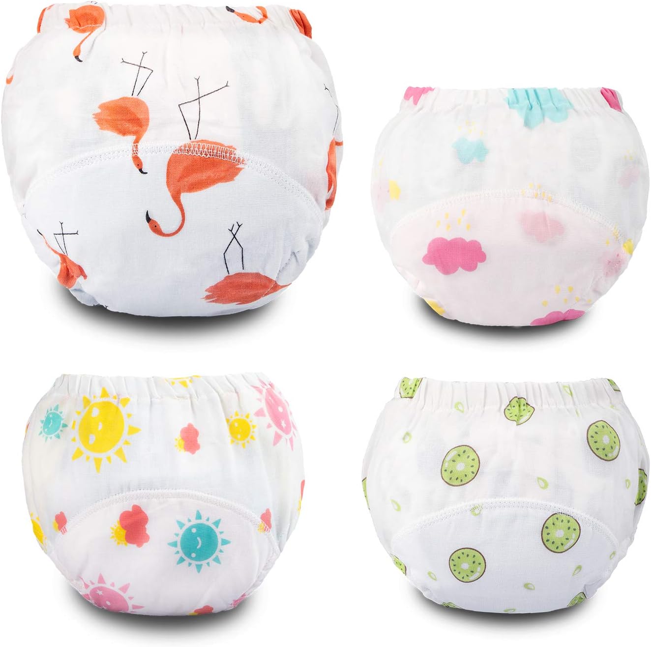 Adult Baby Washable Training Pants Child Reusable Potty Training Pants Toddler Urine Absorption Underwear Pure Cotton Adorable and Comfortable 4 Packs Size 2-5years