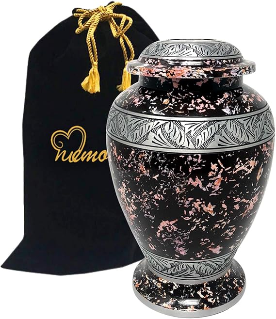 MEMORIALS 4U Bella Earth Brown and Silver Cremation Urn