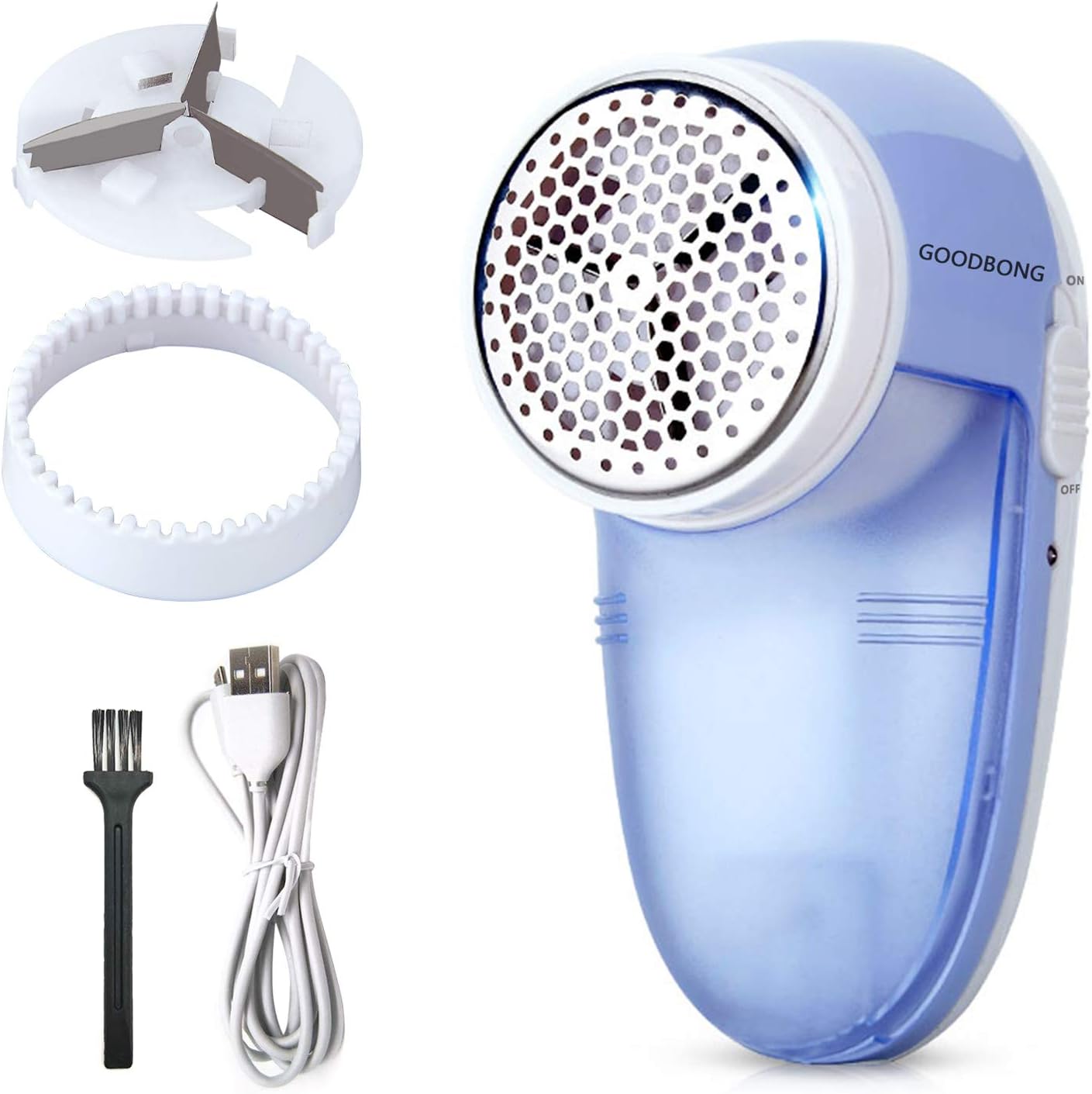 Clothes Lint Remover Fabric Shaver - Electric Sweater Defuzzer USB Rechargeable Pills Remover for Couch,Blanket,Curtain,Socks,Legging,Fluff Trimmer Effectively Faster by 45%(Sky Blue)