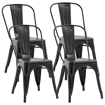 Indoor / Outdooe Metal Chairs 18 Inches Seat Height Set of 4