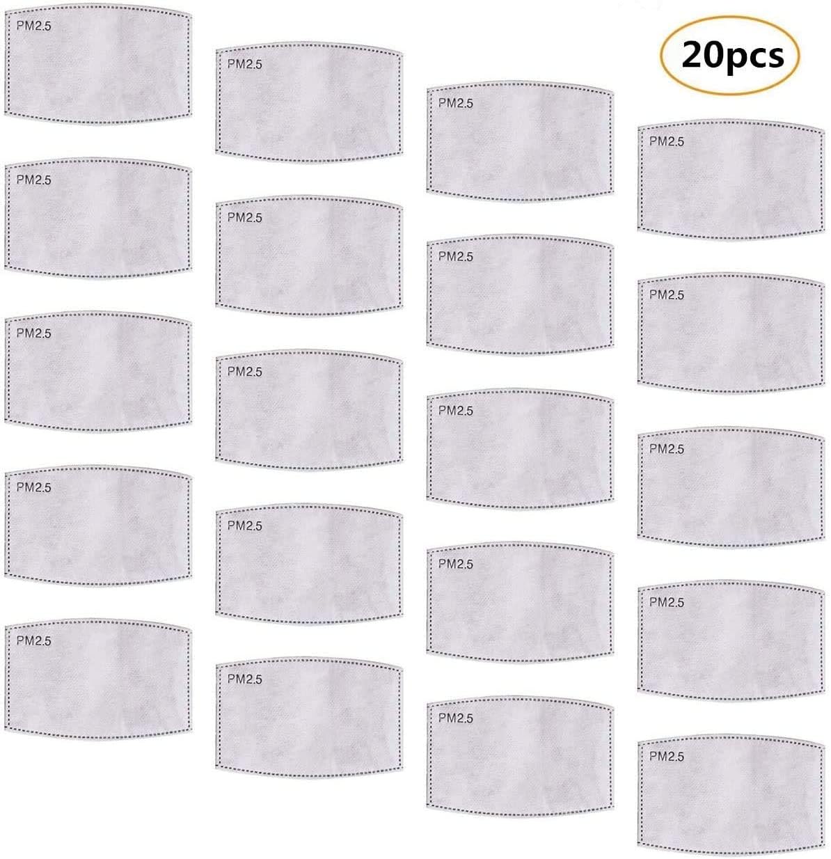 PM2.5 Activated Carbon Filter 20Pcs for Mask with Insert 5 Layers Protective Filter