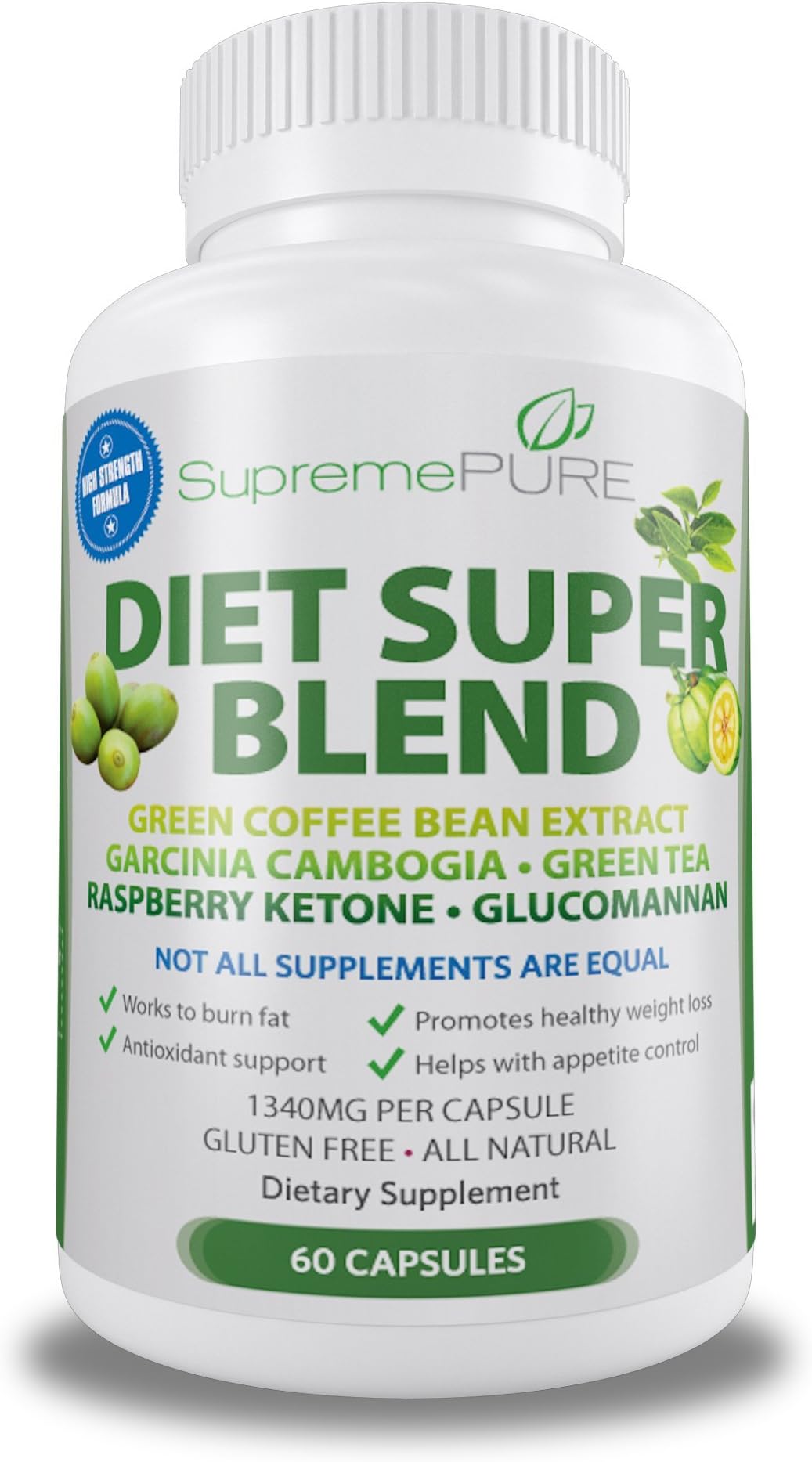 Supreme Pure ‘9-in-1’ Advanced Dietary Formula to Help Burn Fat - 60 Healthy Diet Pills Made with Natural Green Coffee Bean Extract, Garcinia Cambogia 50% HCA (Hydroxycitric Acid)
