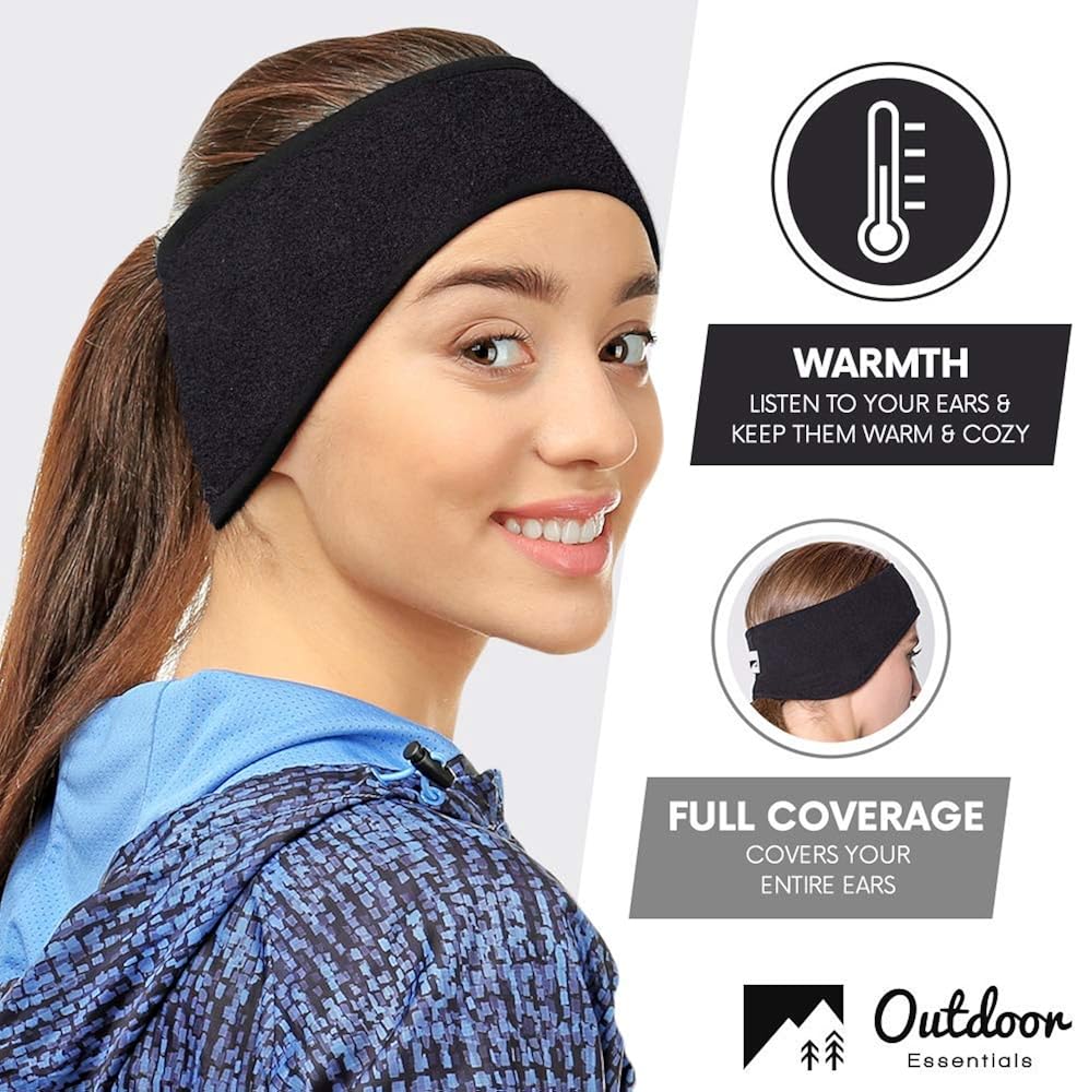 Ear Warmer Headband - Winter Fleece Ear Cover for Men & Women - Warm & Cozy Cold Weather Ear Muffs for Running, Cycling, Sports & Daily Wear - Soft & Stretchy Earmuffs - Thermal Polar Ear Band : Clothing