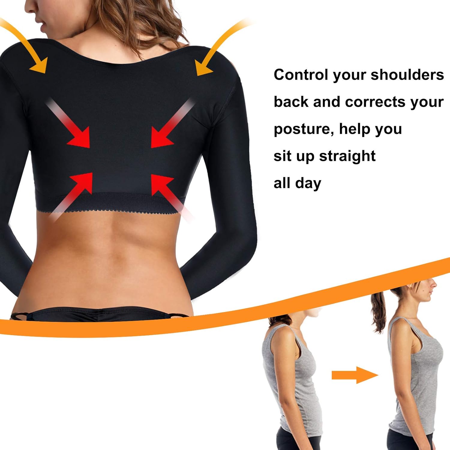 LANCS Women Upper Arm Shaper Post Surgical Compression Sleeves Slimmer Tops Posture Corrector Vest Shapewear at  Women’s Clothing store