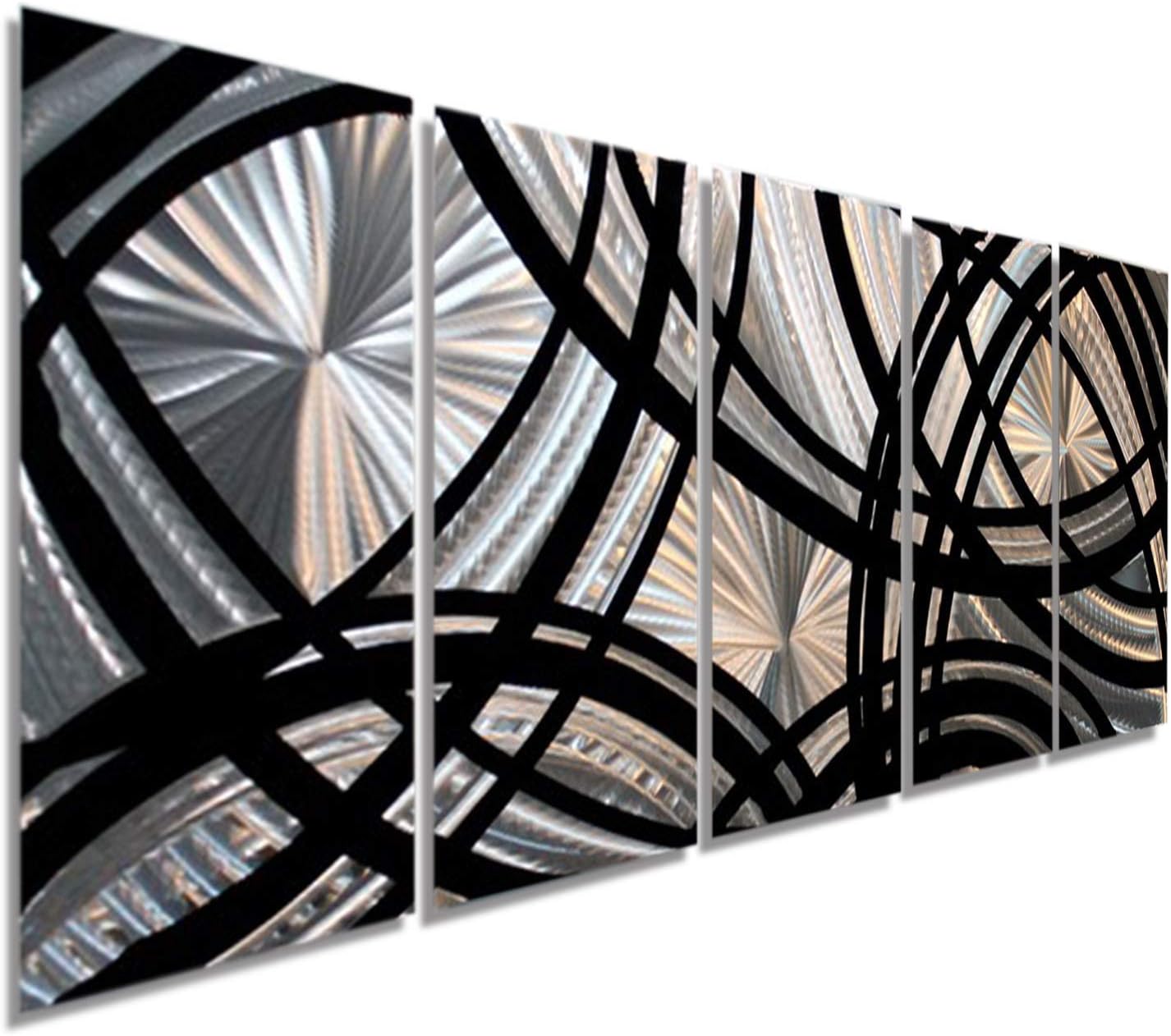 Statements2000 Abstract Geometric Extra Large Etched 3D Metal Wall Art Hanging Panels by Jon Allen, Silver/Black, 84" x 36" - Fast and Furious XL