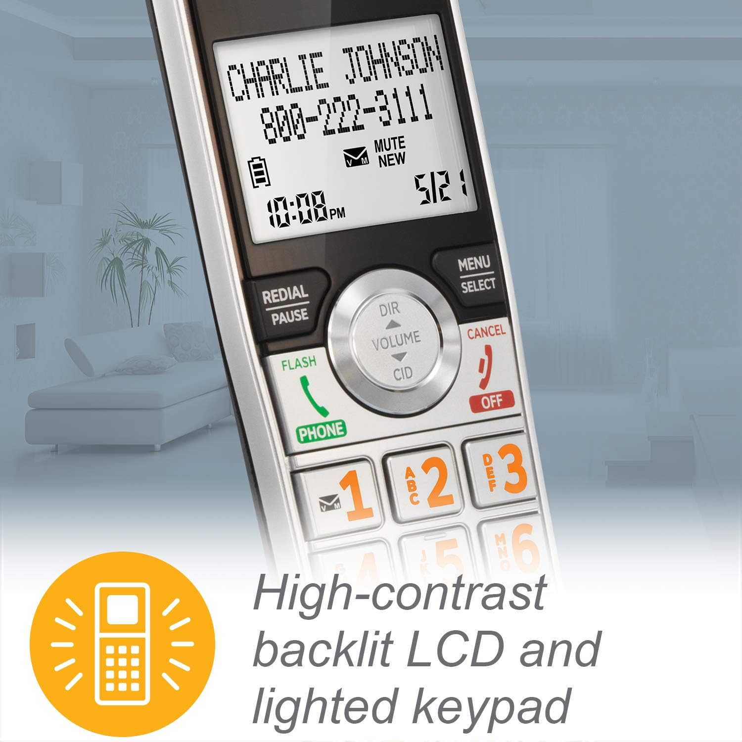 AT&T CL84107 DECT 6.0 Expandable Corded/Cordless Phone with Smart Call Blocker, Black/Silver with 1 Handset : Office Products