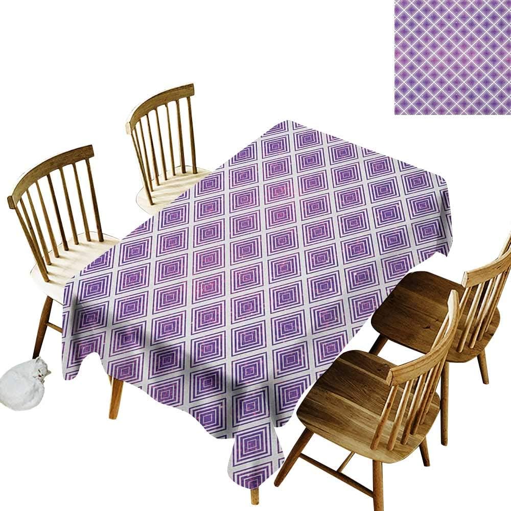 Cranekey Barbecue long tablecloth W54 x L72 Purple Retro Style Innovative Abstract Squares Pattern Modern Design Graphic Print Violet and White for Home Party Wedding & More