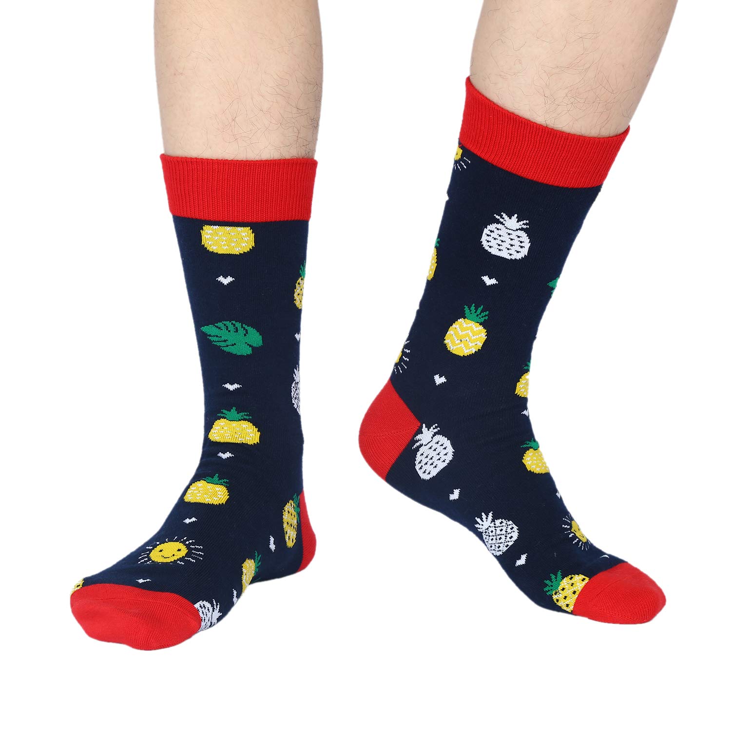 Mens Funny Novelty Crew Socks Crazy Pineapple Avocado Food Fruit Casual Dress Socks