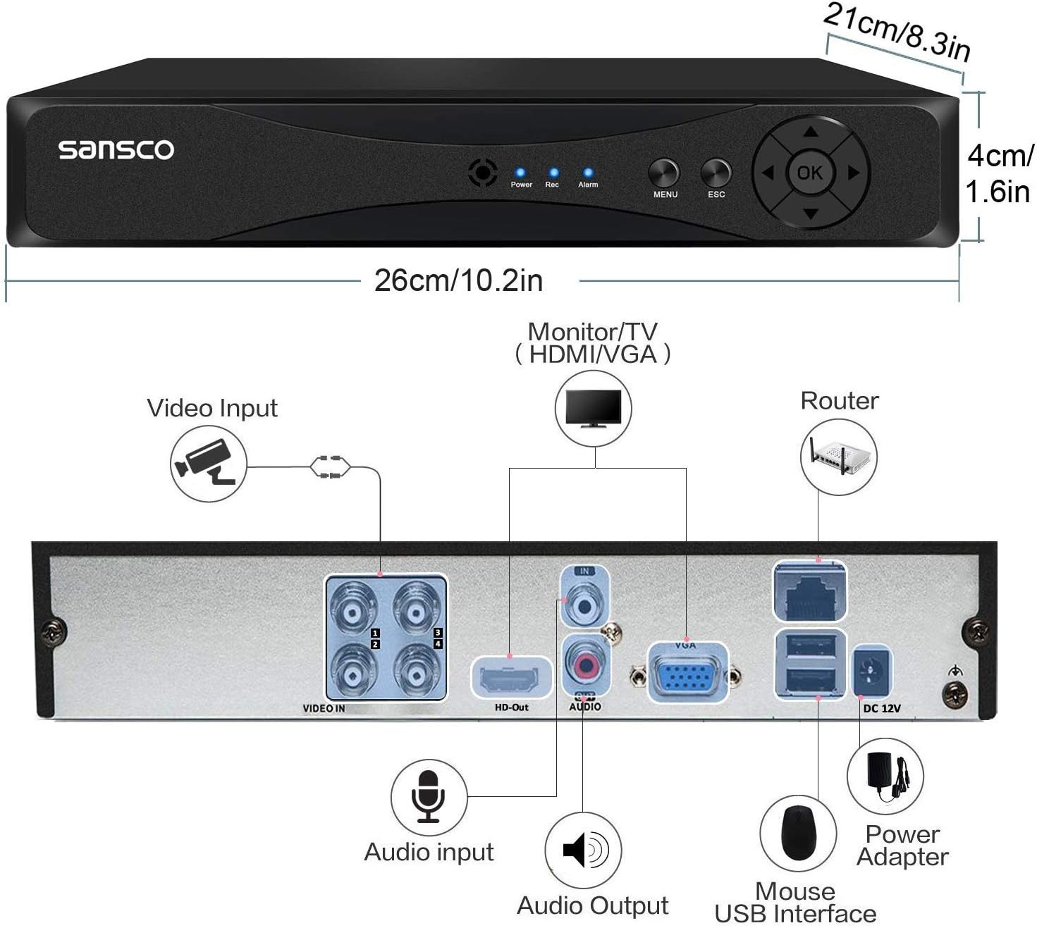 SANSCO 3K Color Night Vision, Full Metal Housing, 8CH Outdoor CCTV Camera System - Image 5