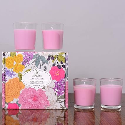 Zenlife Fragranced Shot Glass Candles (Pack of 4, Lavender)