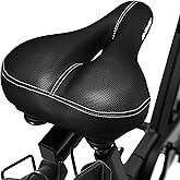 Comfortable Men Women Bike Seat - DAWAY C99 Memory Foam Padded Leather Wide Bicycle Saddle Cushion with Taillight, Waterproof