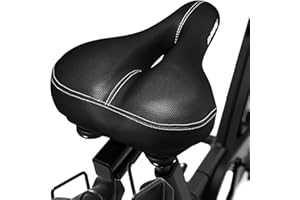 Comfortable Men Women Bike Seat - DAWAY C99 Memory Foam Padded Leather Wide Bicycle Saddle Cushion with Taillight, Waterproof