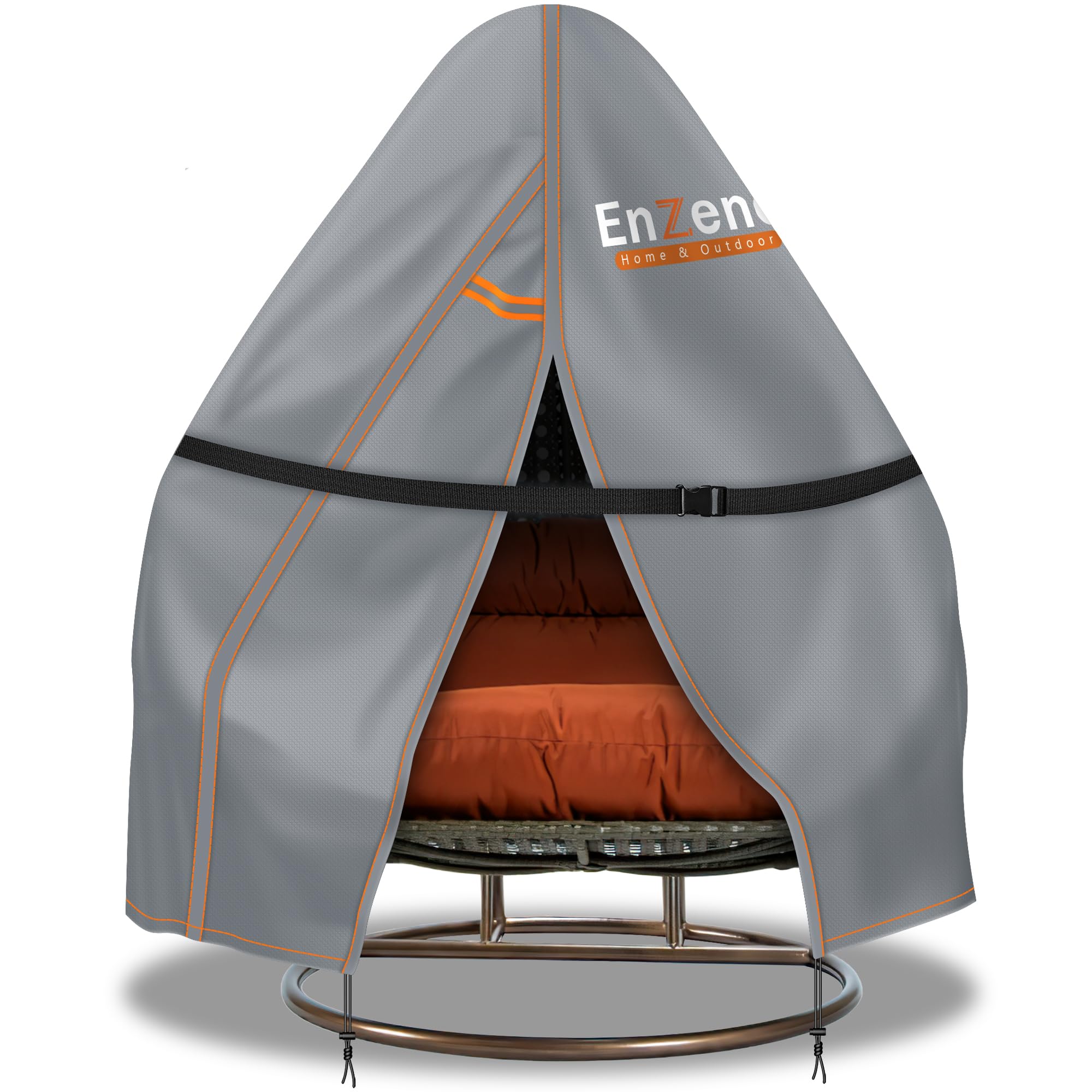 Enzeno Patio Hanging Cocoon Swing Cover, Waterproof with Zipper, 300D Heavy Duty Veranda Garden Cover for Large Egg Chair on Stand, 230 * 200cm, Grey