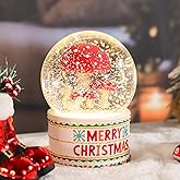 Vipush Christmas Snow Globe -Squirrels & Mushrooms Musical Snow Globe with Color Changing Led Lights, Christmas Decorations with Music Box Gifts for Girls Kids, Decorations for Christmas & Birthday