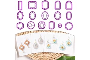 Guiqulai 16 Shapes Geometric Polymer Clay Earrings Cutters, Boho Frame Clay Cutters,Long Rectangle Clay Earrings Cutters,Window Organic Shape Clay Cutters for Polymer Clay Jewelry
