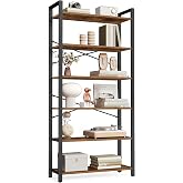 VASAGLE 6-Tier Bookshelf, Bookcase with Steel Frame, Book Shelf for Living Room, Home Office, Study, 11.8 x 26 x 73.2 Inches,