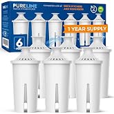 Pureline Replacement for Brita&reg; Filter, Pitchers and Dispensers, Classic 35557, OB03, Mavea&reg; 107007, Replacement for Brita&reg; Pitchers Grand, Lake, Capri, Wave and More (6 Pack)