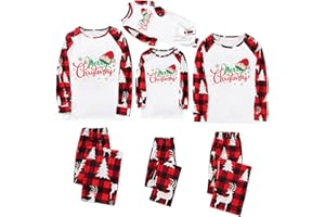 APIVOE Christmas Pajamas for Family Pjs Matching Set Long Sleeve Shirts and Pants Santa Jammies Holiday Sleepwear Pajamas Set