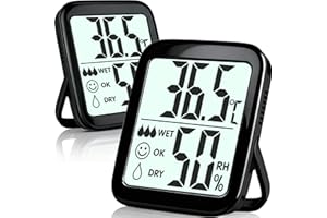 Antonki 2-Pack Hygrometer Indoor Thermometer Room Thermometer Indoor Digital Temperature and Humidity Monitor Humidity Sensor