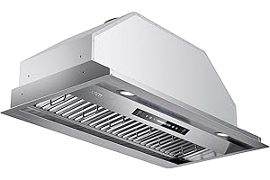 IKTCH 36 inch Built-in/Insert Range Hood 900 CFM, Ducted/Ductless Convertible Duct, Stainless Steel Kitchen Vent Hood with 2 Pcs Adjustable Lights and 3 Pcs Baffle Filters with Handlebar(IKB02-36'')
