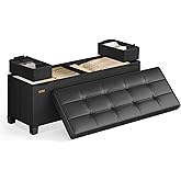 SONGMICS Storage Ottoman, Storage Bench with Legs, 15 x 43.3 x 15.7 Inches, Ottoman Bench, 30 Gal. (112 L), Synthetic Leather, for Living Room, Entryway, Ink Black ULSF0514B02