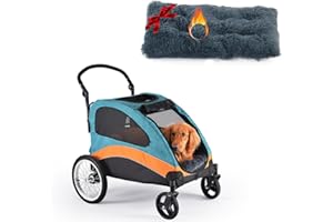 JIPRLAK Dog Stroller for Large Dogs, Pet Dog Jogger Wagon Foldable Cart,Pet Stroller with Adjustable Handle, Dog Stroller for Medium and 2 Dogs, Coche para Perro with Multi-Breathable Mesh，Up to 120 lbs