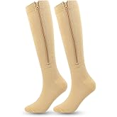 Mealah Zipper Compression Socks for Women & Men - 15-20mmhg Open Toe Compression Stockings for Running Cycling