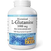 Natural Factors, Micronized L-Glutamine 1000 mg, Supports Muscles and Immune Function, 180 Capsules